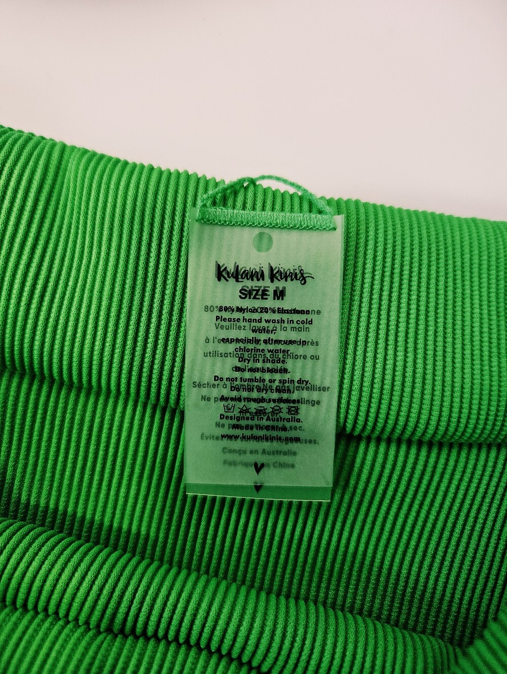 Kulani Kinis Ribbed Kelly Green Bikini Set Size M Two Piece Swimsuit EUC - Picture 6 of 6